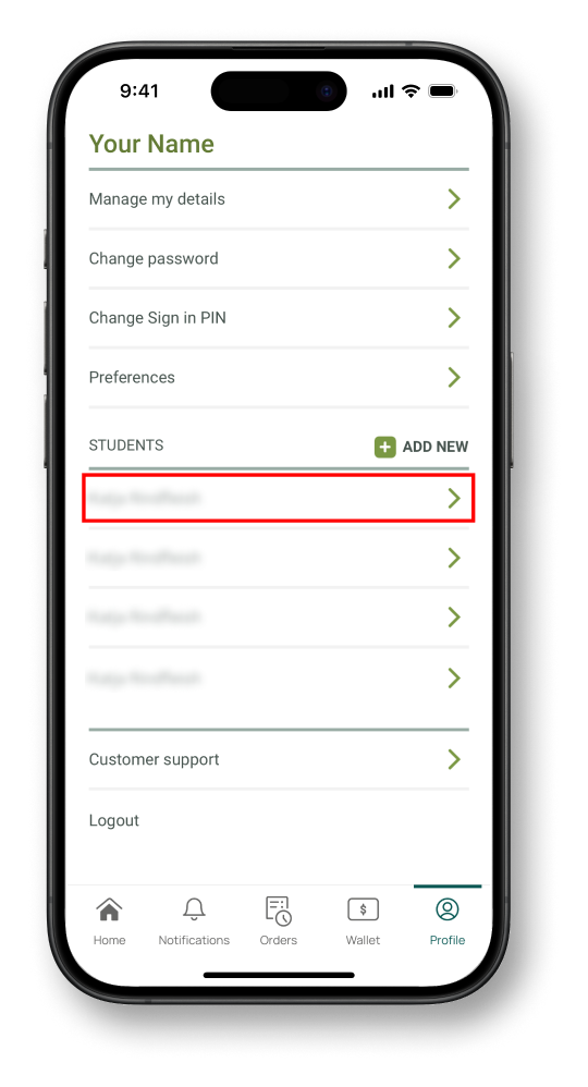 2. Profile, select student.png